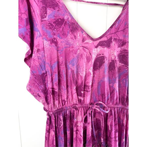 Anthro Daily Practice Tiered Ruffle Mini Dress Pink Purple YCX Print Small - Picture 5 of 14